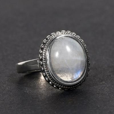 Elegante eenvoudige ovale maansteenringen voor vrouwen Verzilverde fijne sieraden Jubileum Verlovingscadeau