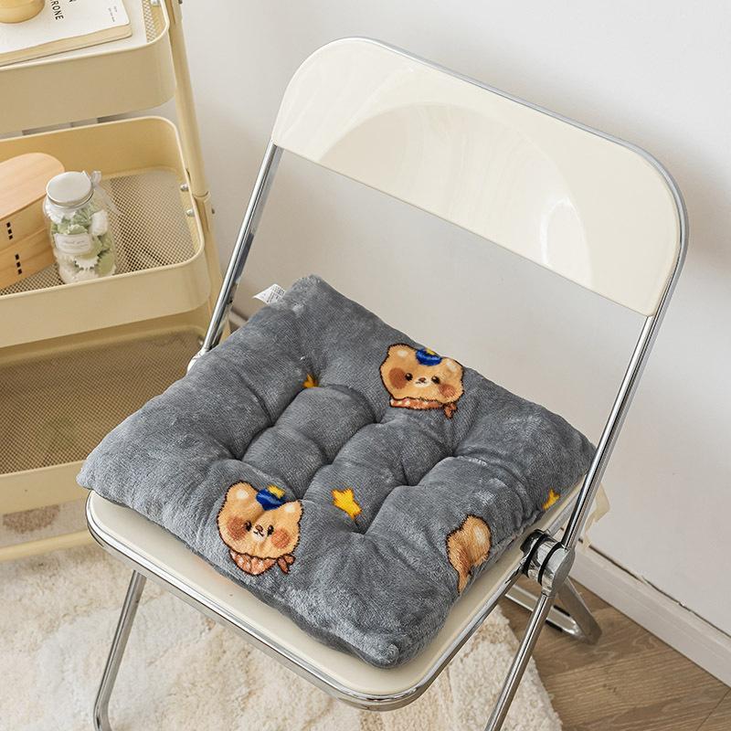 Soft Plush Square Seat Cushion Thick Padding Warm Cozy Texture For Office Chair Home Dining Study Bedroom