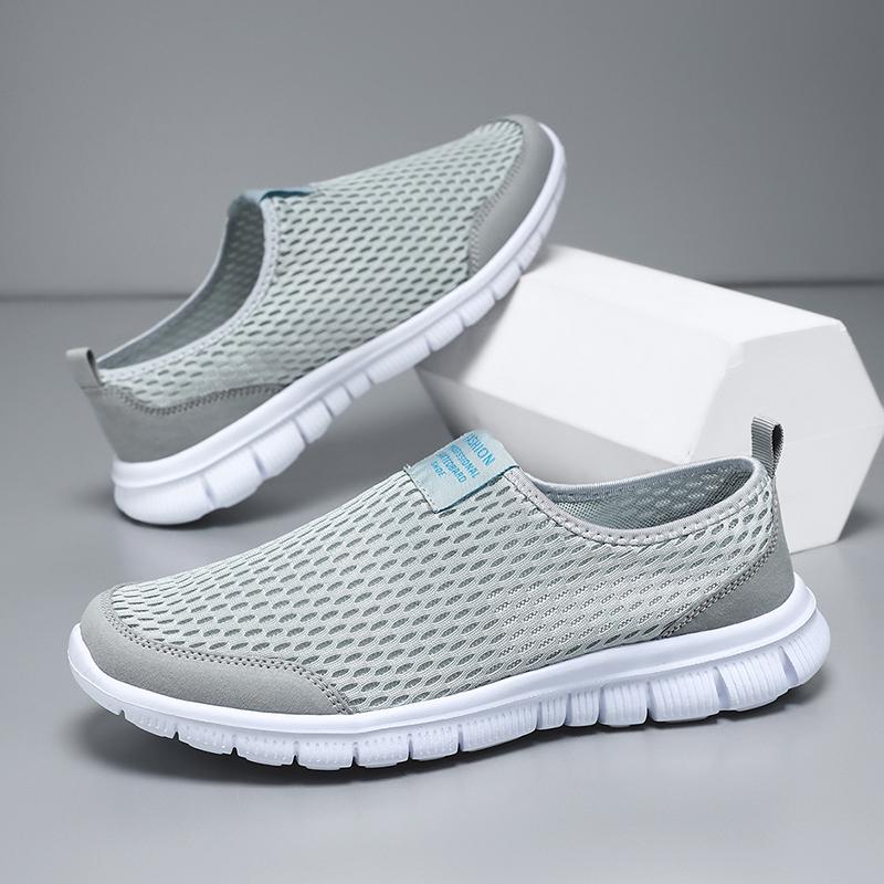 

Мужские дышащие сетчатые спортивные туфли с перфорацией, повседневные мужские туфли из одинарной сетки, легкие цельнокроеные туфли с сетчатым верхом 45 серый