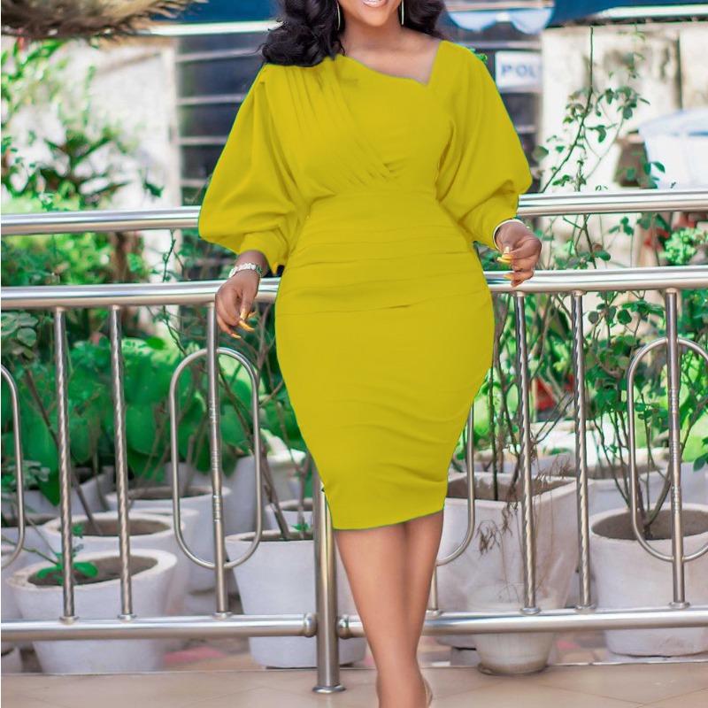 Summer long-sleeved temperament commuter slim-fitting hip-wrapped professional office temperament dress