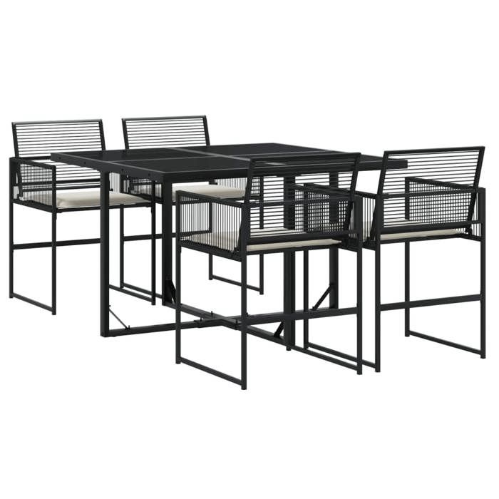 VidaXL Ensemble à manger de jardin coussins 5pcs noir résine tressée, ensemble à manger d'extérieur, meuble à manger de 3295023