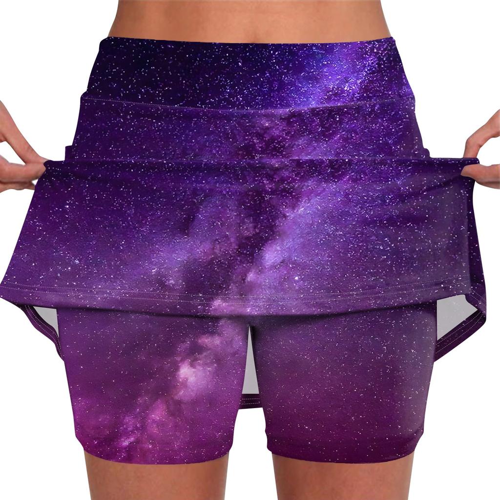 Kadınlar için elastik Yoga Pantolon-Etekler Baskı Atletik Şort Hafif Yüksek Bel Sıska Katı Joggers