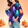 Kids Halloween Print Long Sleeve Neck T-Shirt with Pockets