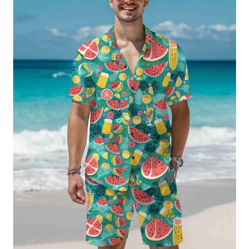 

Забавные мужские комплекты рубашек с 3D-граффити, модные рубашки с коротким рукавом и лацканами, шорты, летний повседневный дышащий костюм из 2 предметов 5XL