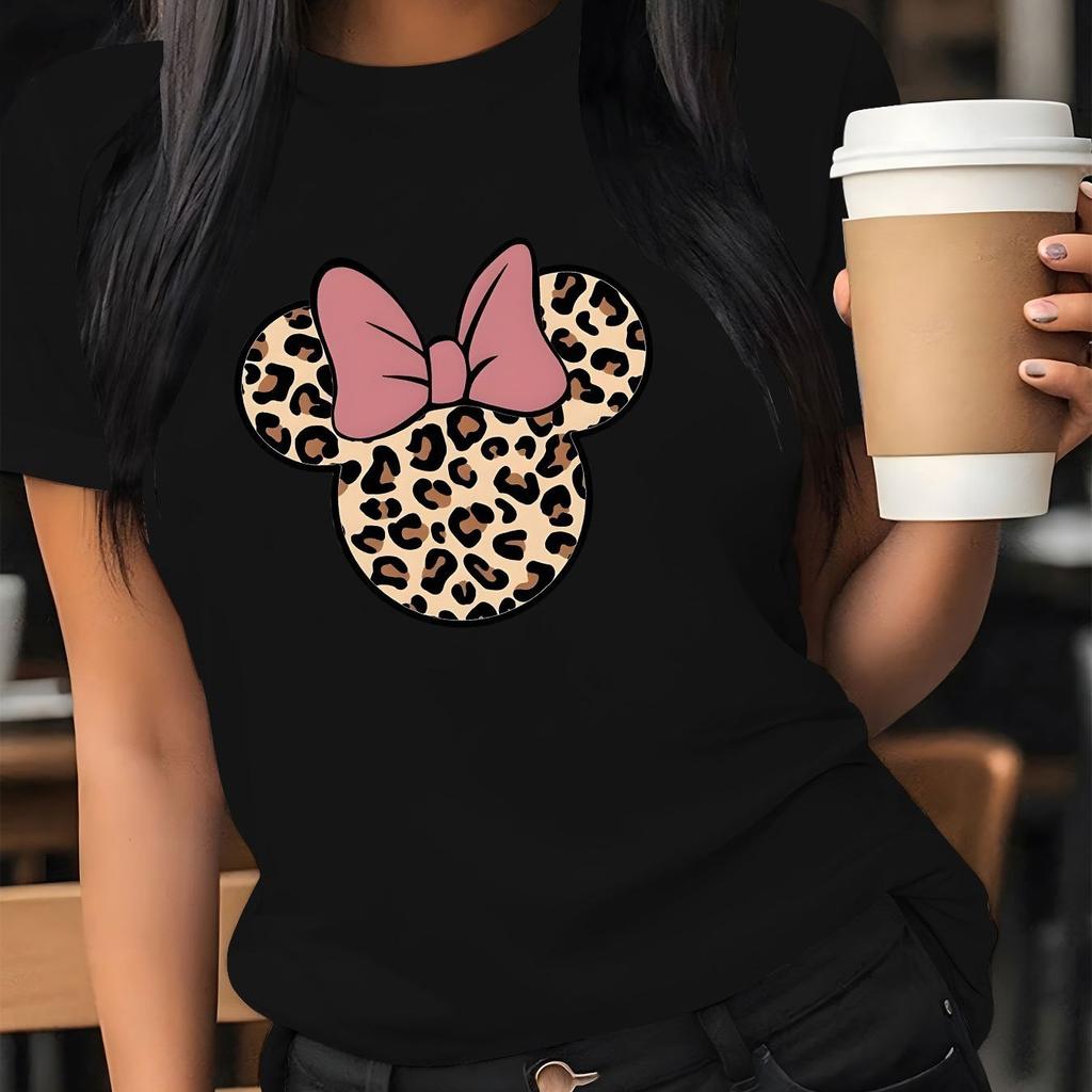 Women's clothing for spring and summer, short-sleeve crew neck casual tops, printed pattern T-shirts