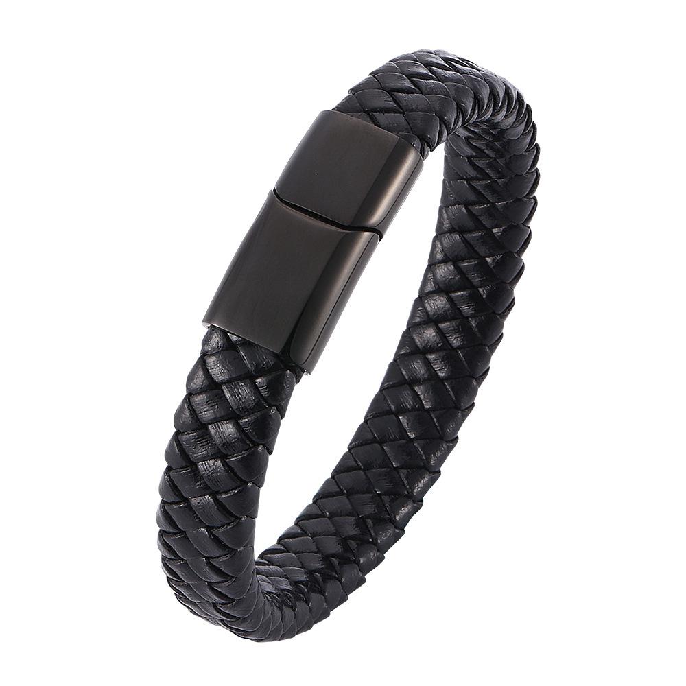 Men's Retro Genuine Leather Bracelet with Magnetic Buckle