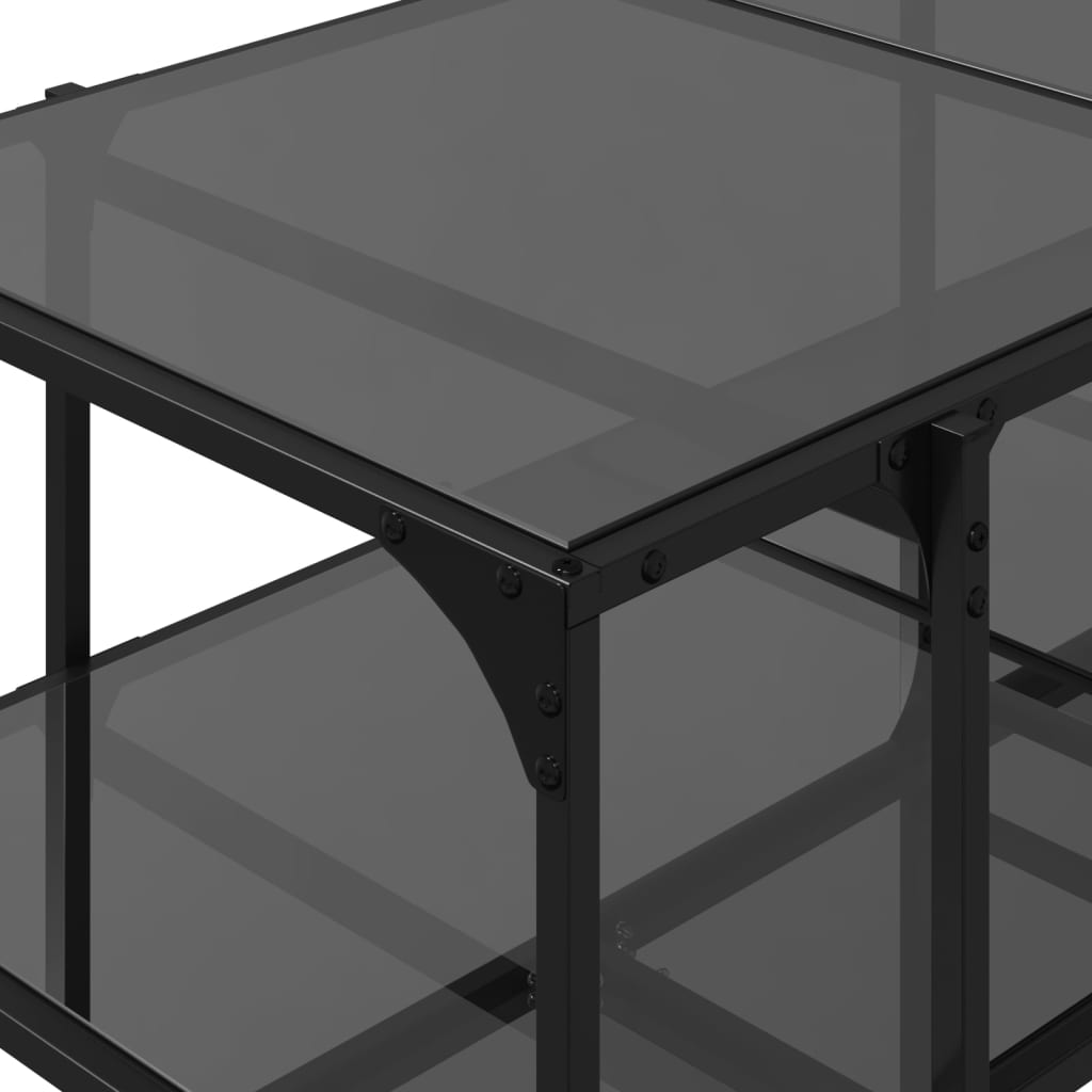 Coffee Table with Black Glass Top, 98.5x50x45 Cm, Steel