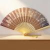 Exquisite Ancient Style Printing Folding Fan Vintage Handheld Fan Bamboo Fan  Classical Dance