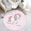 Enchanted Unicorn Floral Round Rug for Home Decor Magical Rainbow Playful Floor Mat for Kids Nursery Bedroom Fantasy Decor
