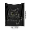 Black Cat Throw Blanket Modern Black Decorative Big Eyes Black Cat Fleece Blanket Soft Warm Cozy for Kids Adult