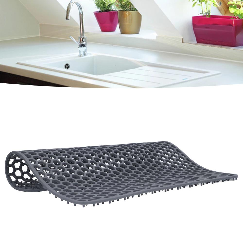 Kitchen Accessory Mesh Sink Mat Silicone Fast Draining Sink Protector Durable Quick Drying Dish Drying Pad Kitchen