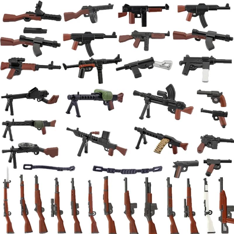 Military Building Blocks American Soviet Soldier Figures Weapons Accessories Guns Pistol Sniper Belt Mini Bricks MOC