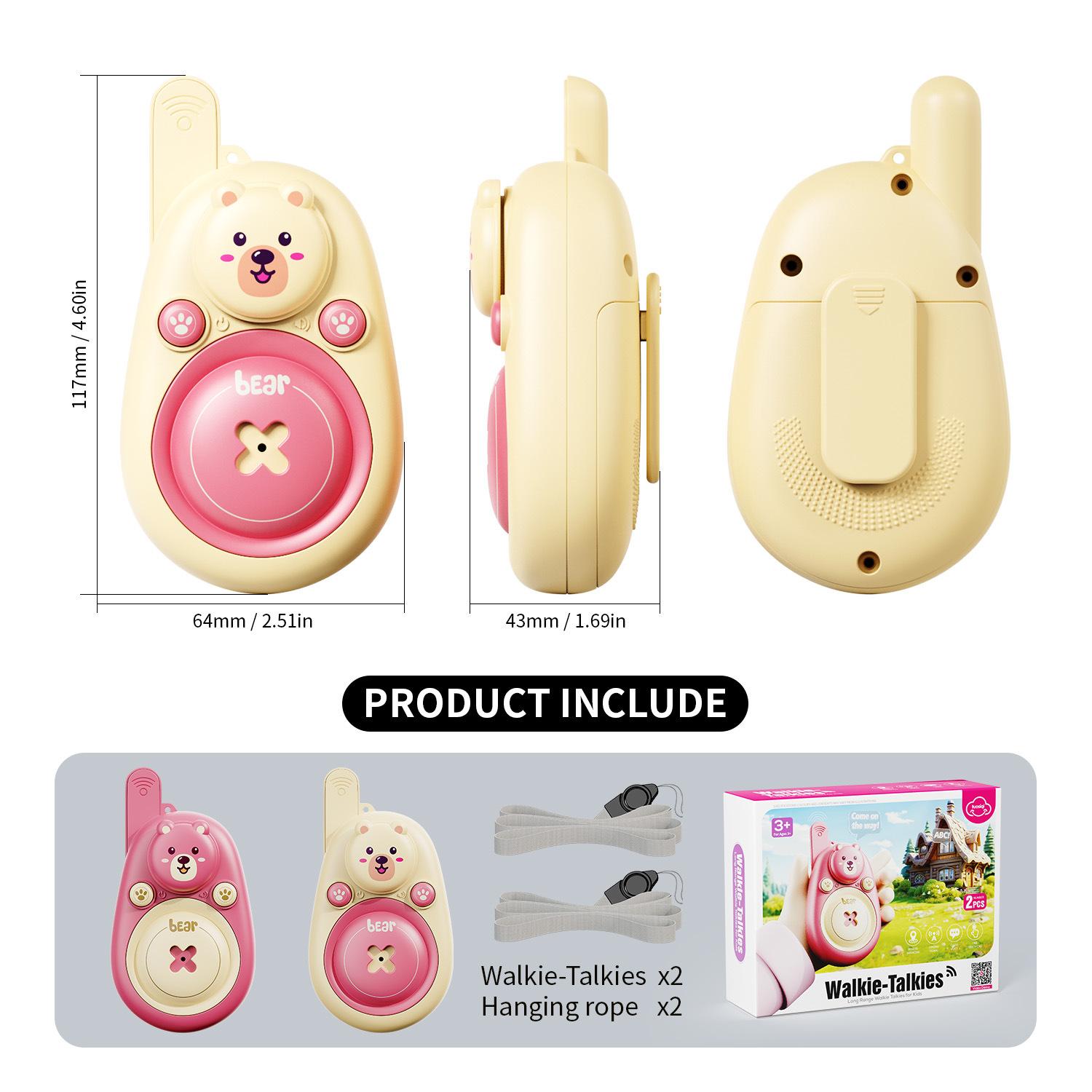 

2 Pack Lovely Bear Walkie Talkies Toys for Girls with Wearable Lanyard for Outdoor Camping,Birthday Gifts for 4 5 6,new year