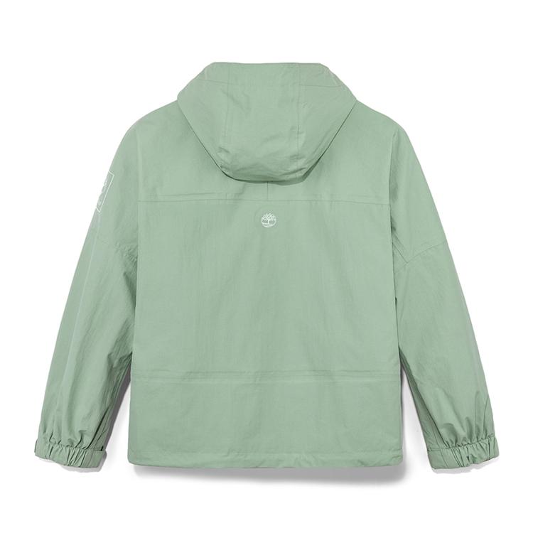 Timberland Solid Color Loose Fit Hooded Long Sleeve Outdoor Hiking Waterproof Windbreaker Women Jackets Green-Bay A67J3EC6