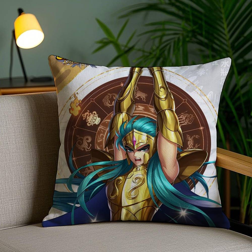 Animation 12 Gold S-Saint S-Seiya Pillow Case Home Dorm Chair Back Short Plush Double-sided Printing Office Cushion Cover
