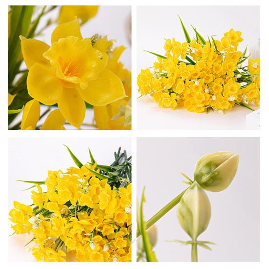 2 Bunches 20 Blooms Artificial Daffodils Flowers Faux Spring Narcissus Flowers with Stem for Home Garden Office Wedding Party Decor DIY Flower