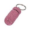 Portable Diamond Pill Case Keychain Glitter Rhinestone Travel Pill Box Metal Tablet Holder for Outdoor Activities