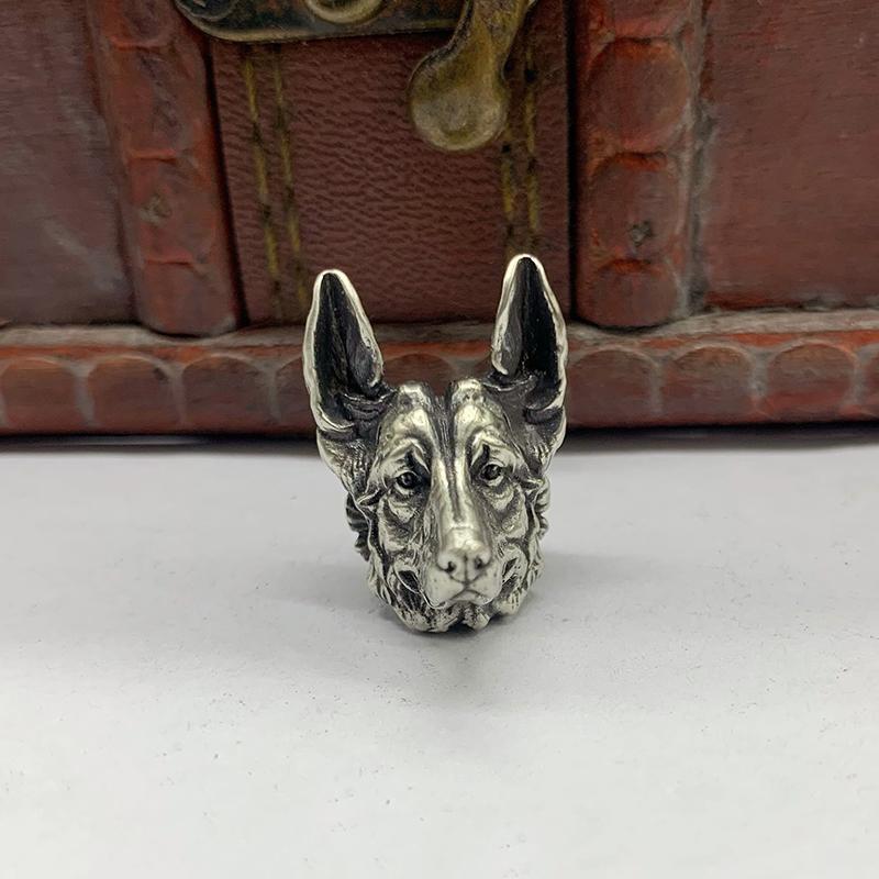 Brass Shepherd Head Keychain Pendant Designer Handmade Metal DIY Paracord Accessories for Fashion Outdoor Bag Charm
