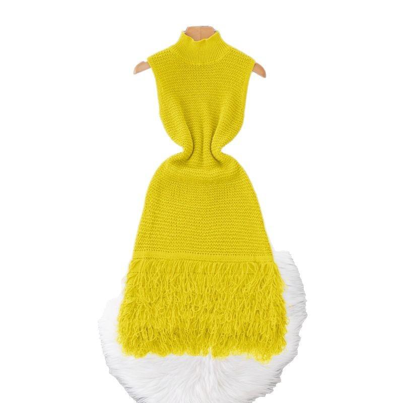 European and American fashion sleeveless dress women's summer high-end sense slim temperament fringed sweater skirt women's skirt
