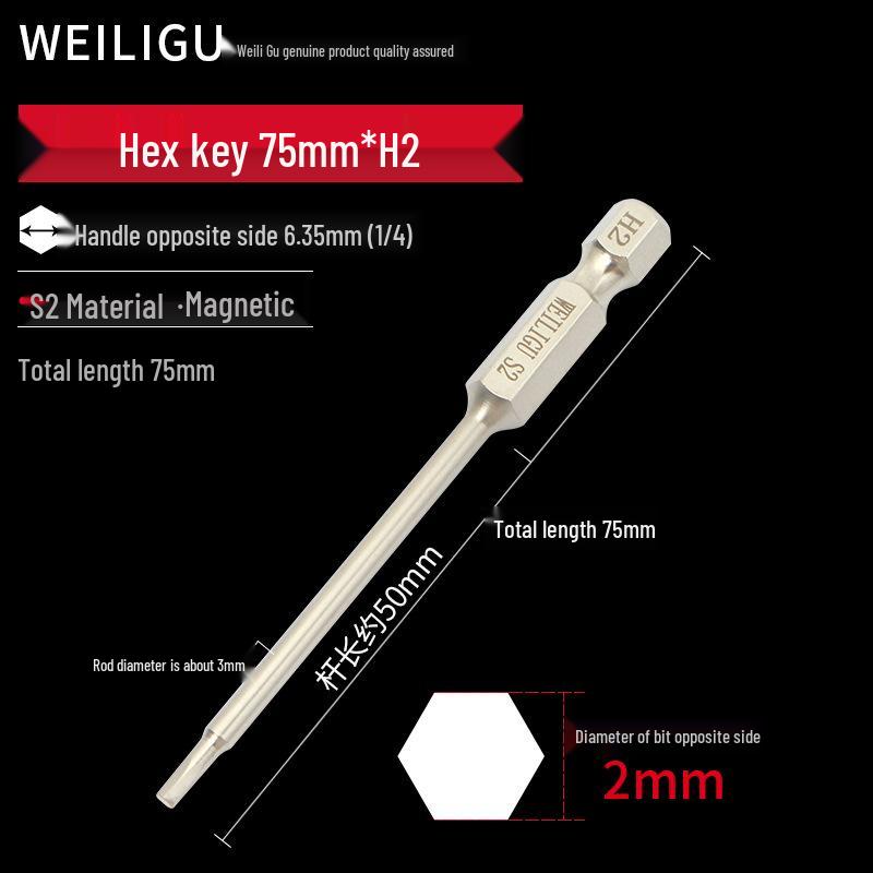 Electroplated Anti-Rust Hex Bit Set, S2 Steel, Extended Pneumatic Air Driver, Hex Socket Screwdriver.