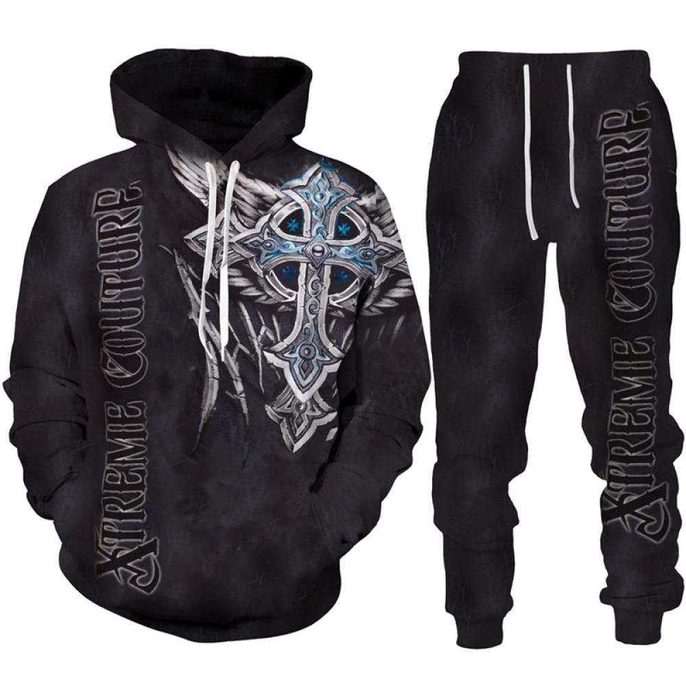 Готическая толстовка с принтом черепа/спортивный костюм с 3D-принтом — фото 15