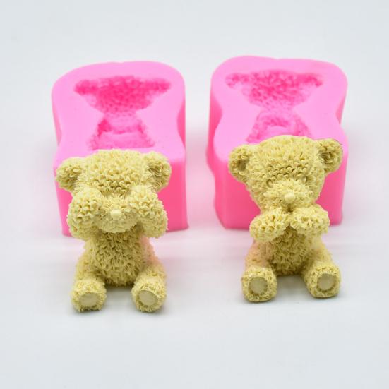 Cute Plush Baking Cake Bear Silicone Mold Handcraft Decoration Soap Mould Tool