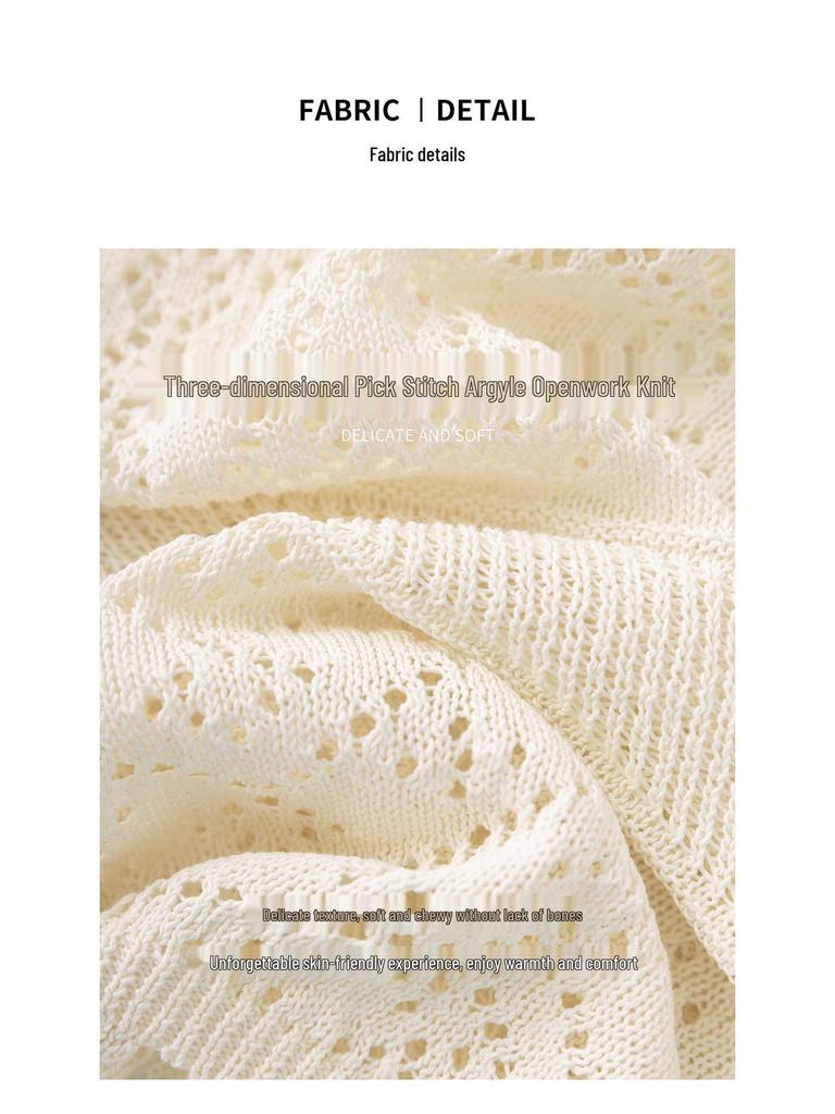 Bohemian Trójwymiarowa Dzianina Szydełkowa z Dziurkami na Wczesną Jesień