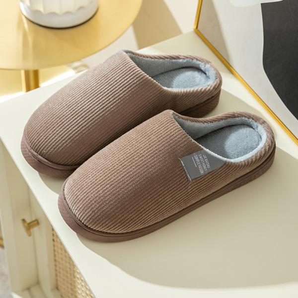 Autumn and Winter Cotton Slippers Women's Indoor Home Silent Non-slip Velvet Warm Slippers Couple Cartoon Bear Cotton Drag Men
