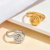 18K Gold Vacuum-Plated Stainless Steel Spiral Open Ring - Adjustable & In Stock