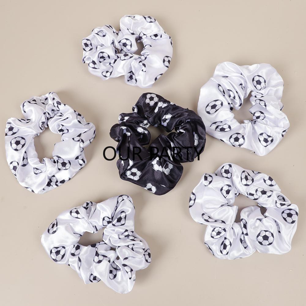 

6Pcs Sports Football Theme Satin Hair Ties Soccer Hair Band for Kids Girl Birthday Party Favors Gifts Goodie Bag Pinata Fillers