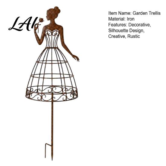 Metal Garden Trellis for Climbing Plants Vintage Lady Stake Rustic Silhouette Plant Support Decorative Structures Landscaping Vines And Flowers,