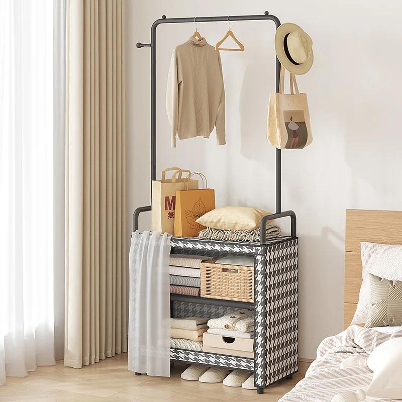 Floor-standing Dust-proof Clothes Hanger Rack Indoor Thickened Closet Home Small Apartment Clothing Storage Shelf Organizer