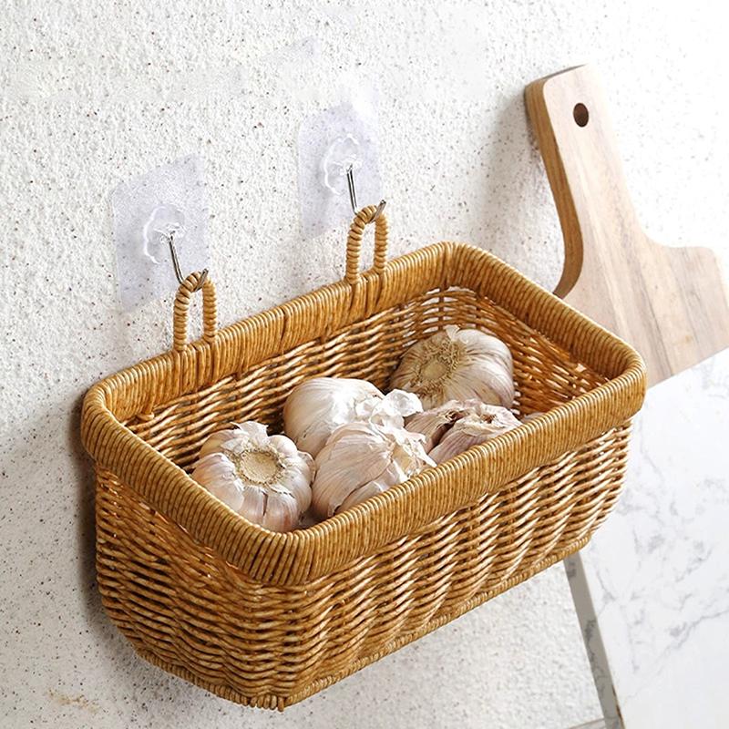 Wandhängender Aufbewahrungskorb Behälter Dekokorb Handgewebter Küchenaufbewahrungskorb Für Garten Blumentopf Wohnzimmer