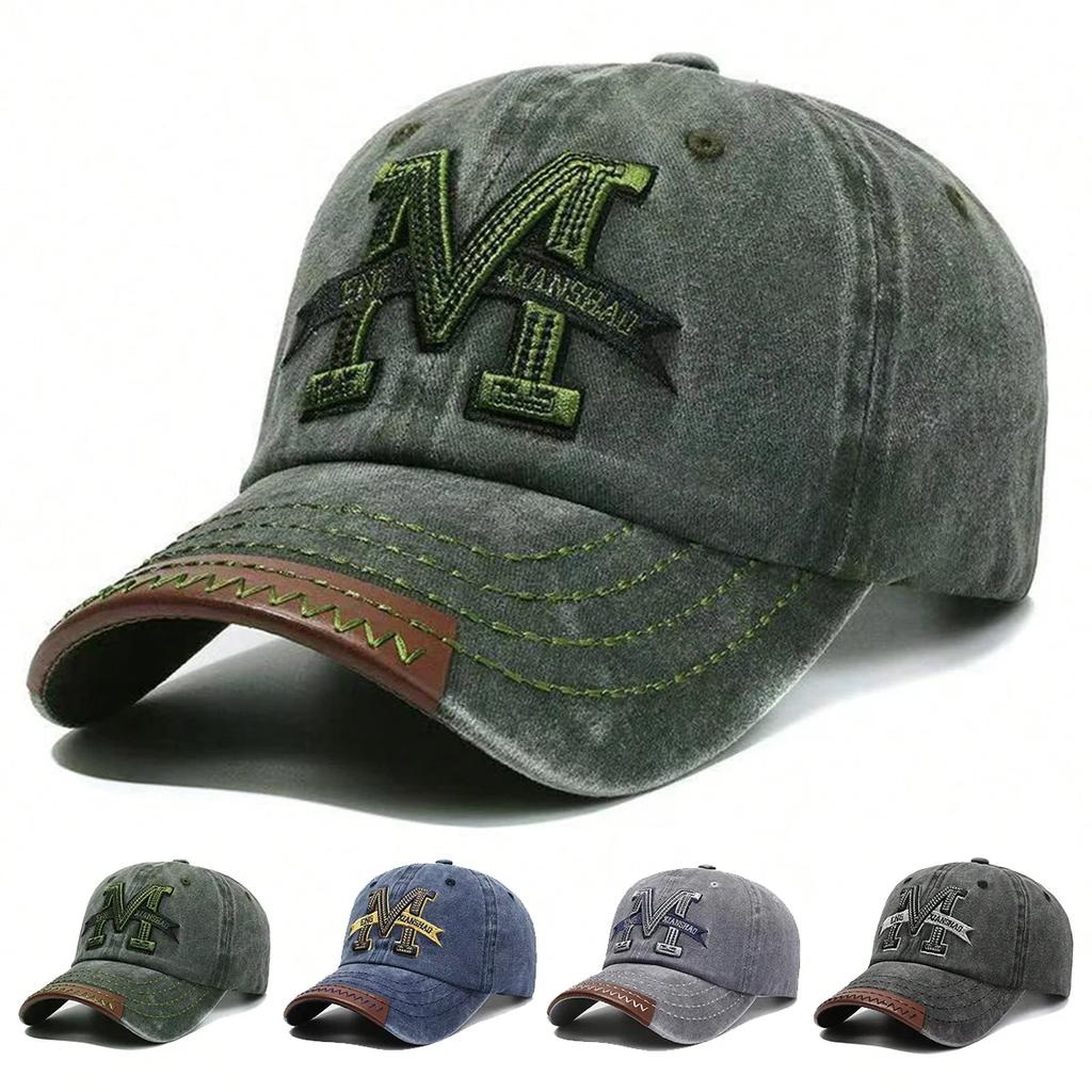 Unisex M Buchstabenstickerei Waschen Baseballkappen Frühling Herbst Outdoor Sonnenschutzmütze Verstellbar Lässig Trucker-Kappen