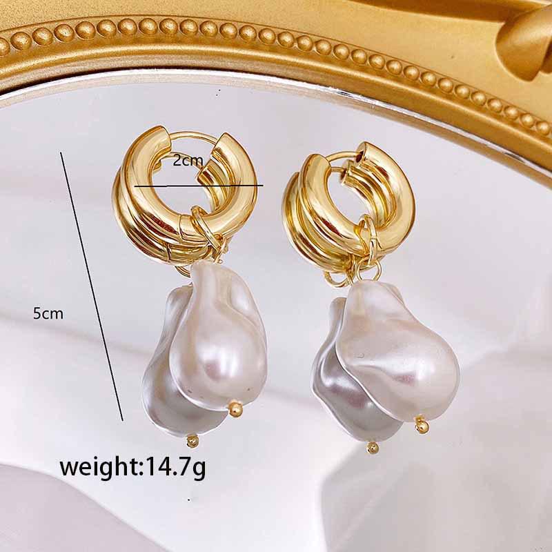 Chic European & American Faux Pearl Dangle Earrings: Trendy, Creative French-Style