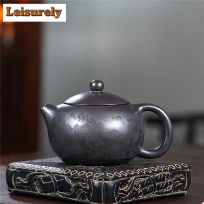 400ml Kreative Yixing Lila Ton Teekannen Handgefertigter Xishi Kessel Roh Erz Stein Gelber Schlamm Tee Einweichkessel Chinesisches Zisha Tee-Set