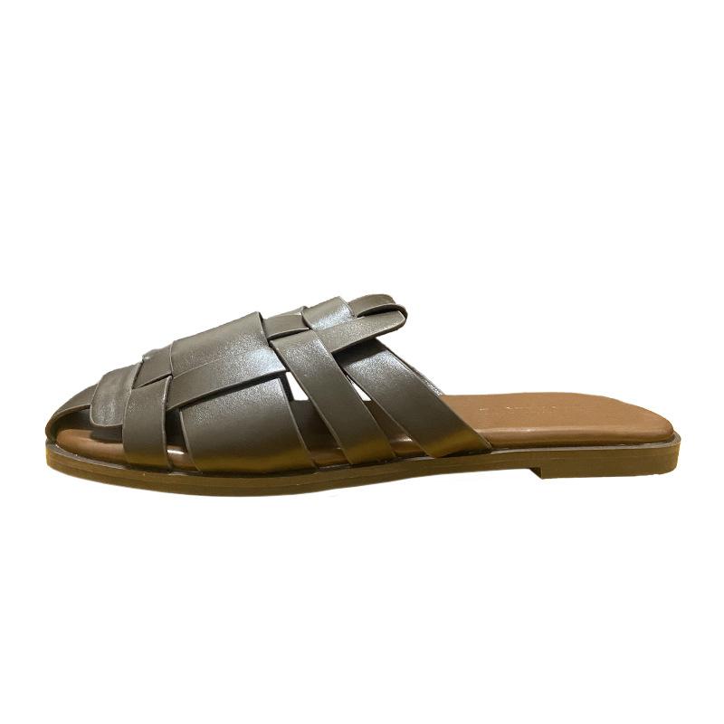 

Slippers women wear beach straw fisherman shoes outside summer, small fragrant wind flat bottom bag head weaving lazy Muller cool slippers women 40 коричневый