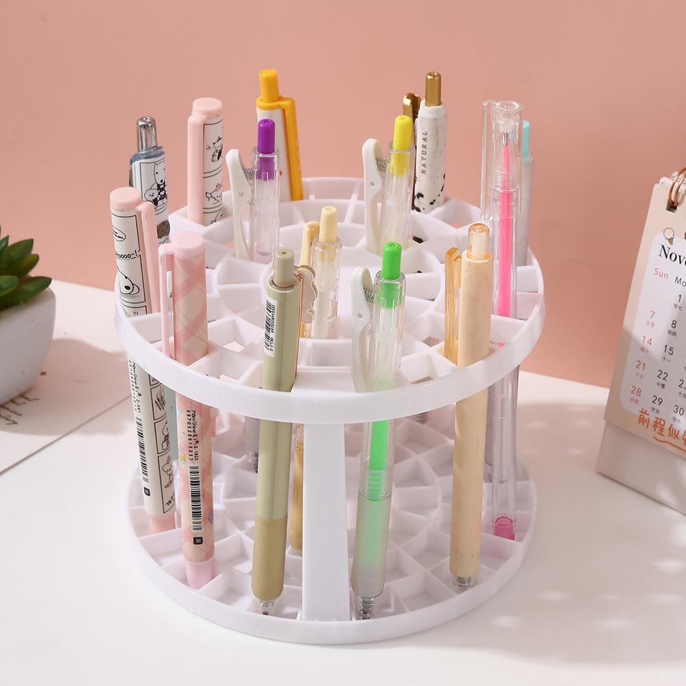 Round Multifunctional Desktop Shelf Plastic Finishing Pen Holder Cosmetics Storage Shelf