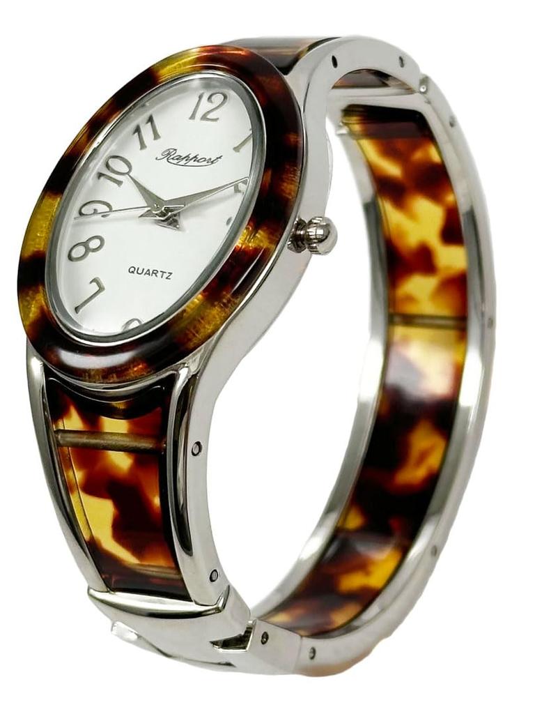 Takeuchi Shoji Rapport Oval Bangle Silver Brown Co., Ltd. Watch, Wide, 188614, Women's,