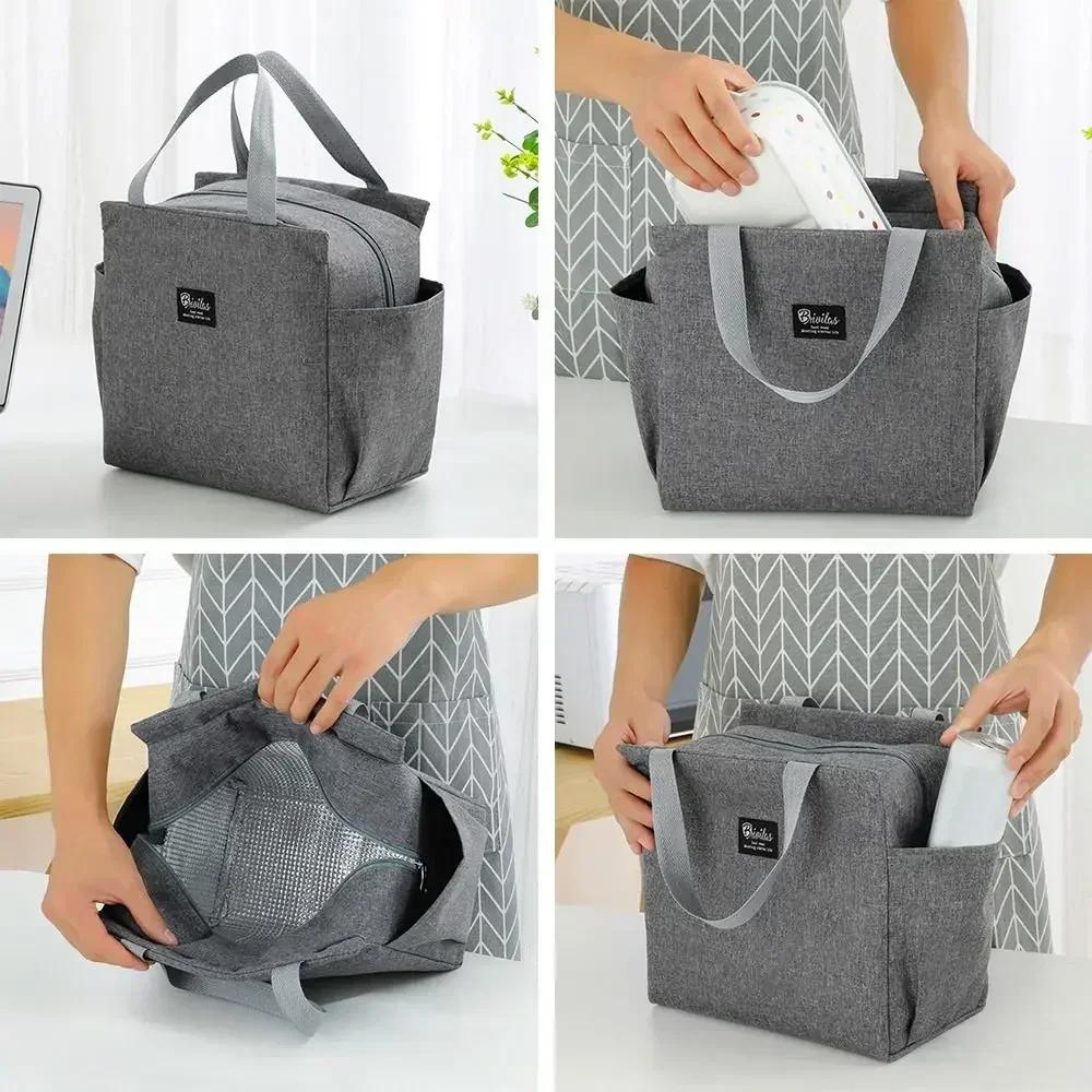 Multifunctional Zipper Thermal Lunch Bags For Women Large Capacity Waterproof Portable Cooler Bag Box Insulated Picnic Food Bag