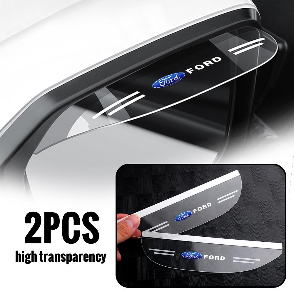 2Pcs Car Rearview Mirror Rain Eyebrow Rainproof Cover Sticker For Ford STRACING Focus Mk3 F150 Fiesta Ranger Mondeo Mustang SMAX