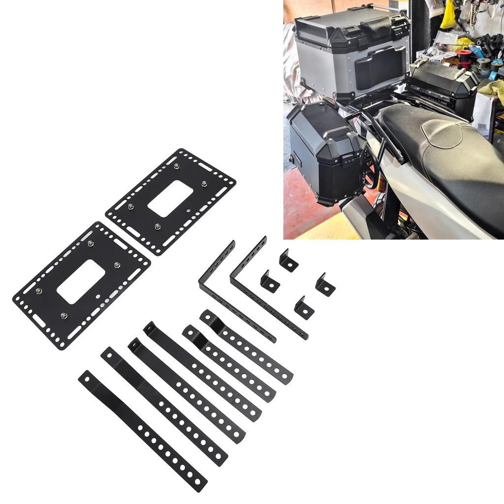 Motorcycle Side Case Mounting Universal Adjustable Hard Saddlebag Mounting Bracket Kit provides additional storage space for 18L side Brackets. cases.