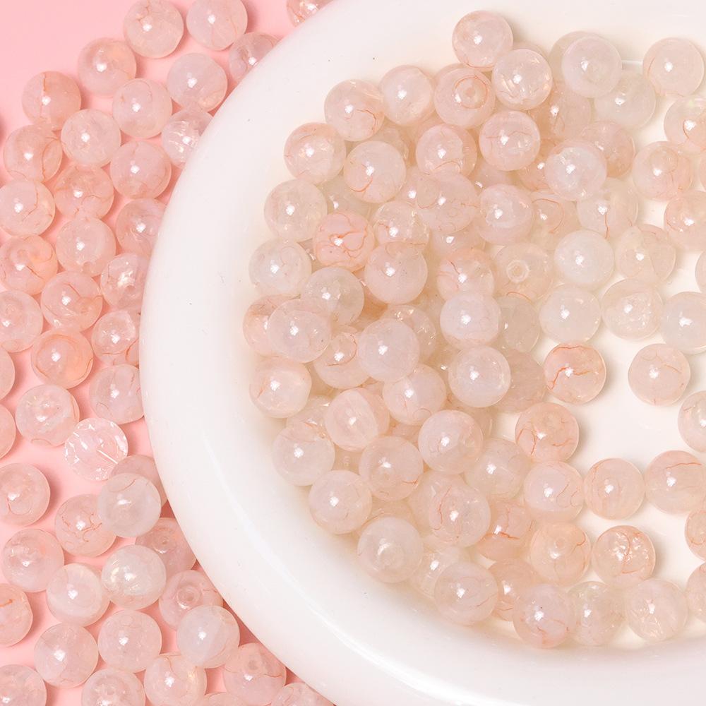 Yori 40pcs 10mm Imitation Crack Glass Beads Round Loose Spacer Beads for Jewelry Making DIY Bracelets Phone Chain Accessories
