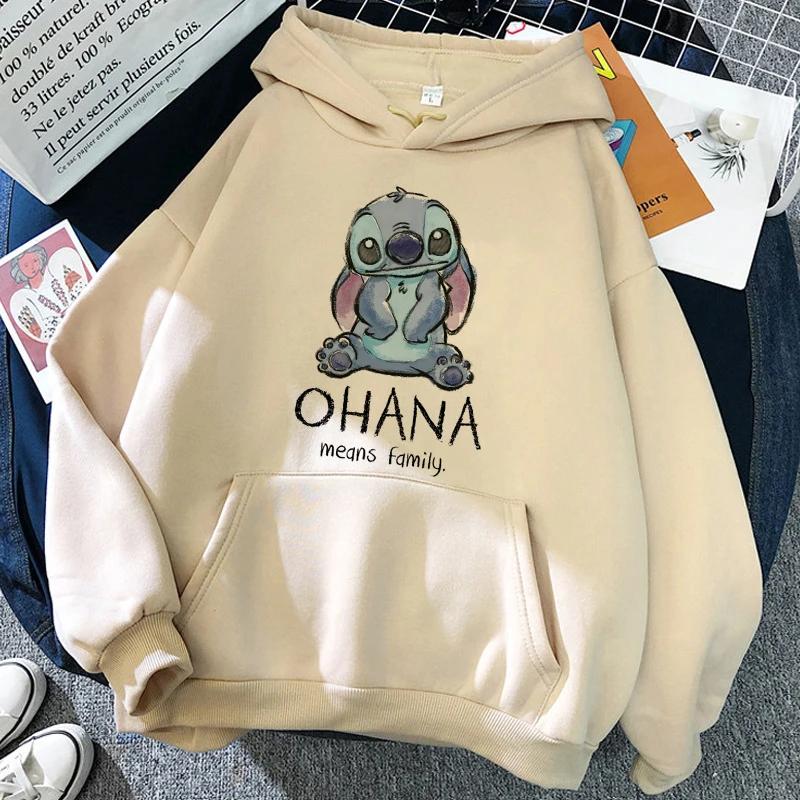 

2025 MINISO Cartoon Winter Stitch Hoodies girl Harajuku Cute Anime Sweatshirt Manga Streetwear Hoody Girl s clothes 140