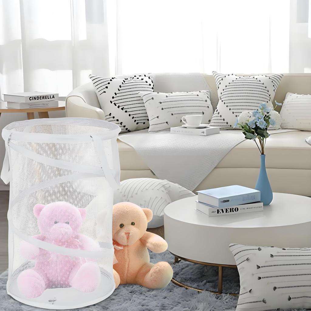 Large Foldable Mesh Laundry Basket with Handles Pop up Hamper for Laundry Room Bathroom Kids Room College Dorm