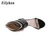Eilyken Rivet Metal Decoration Cover High Heels Sandals Boots For Women Party Gladiator Black Ladies Shoes Size 35-42