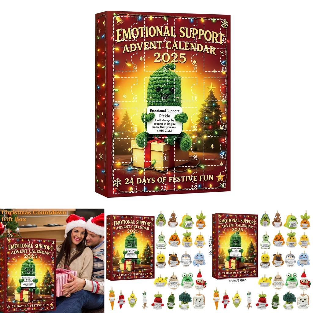 Christmas Emotional Support Advent Calendar With Cartoon Acrylic Decorations For Gift Giving