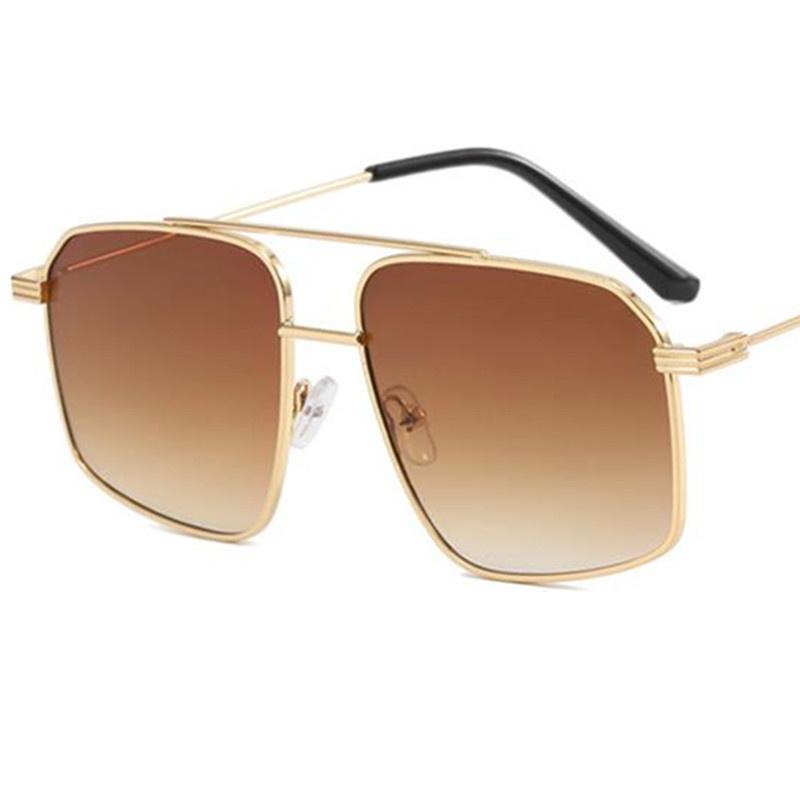 

Fashion Unisex Square Sunglasses Retro Sun Glasses Anti-UV Spectacles Double Beam Eyeglasses Personality Oversize Frame Google as picture коричневый