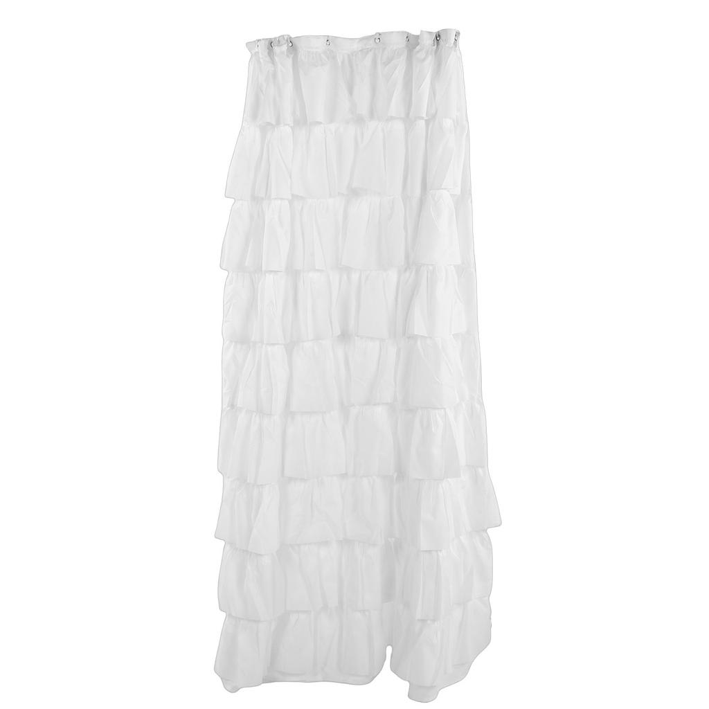 Shower Curtain 70 inch Boho Vintage Ruffle Bathroom Curtain with Hooks for Decoration