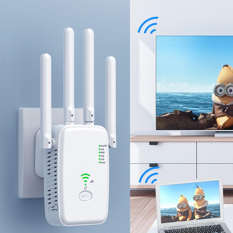 1200Mbps Wireless Wifi Repeater Wifi Signal Repeater Dual-Band 2.4G 5G Wifi Extender Antenna Network Amplifier Wps Router